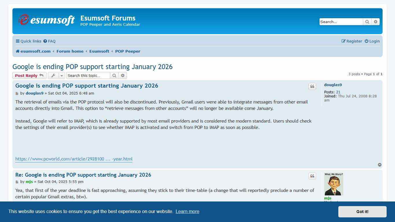 Google is ending POP support starting January 2026 - Esumsoft Forums