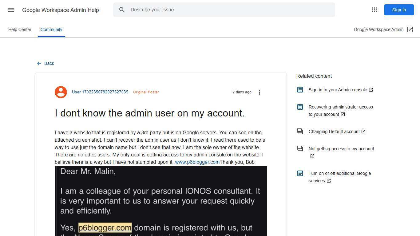 I dont know the admin user on my account. - Google Workspace Admin Community